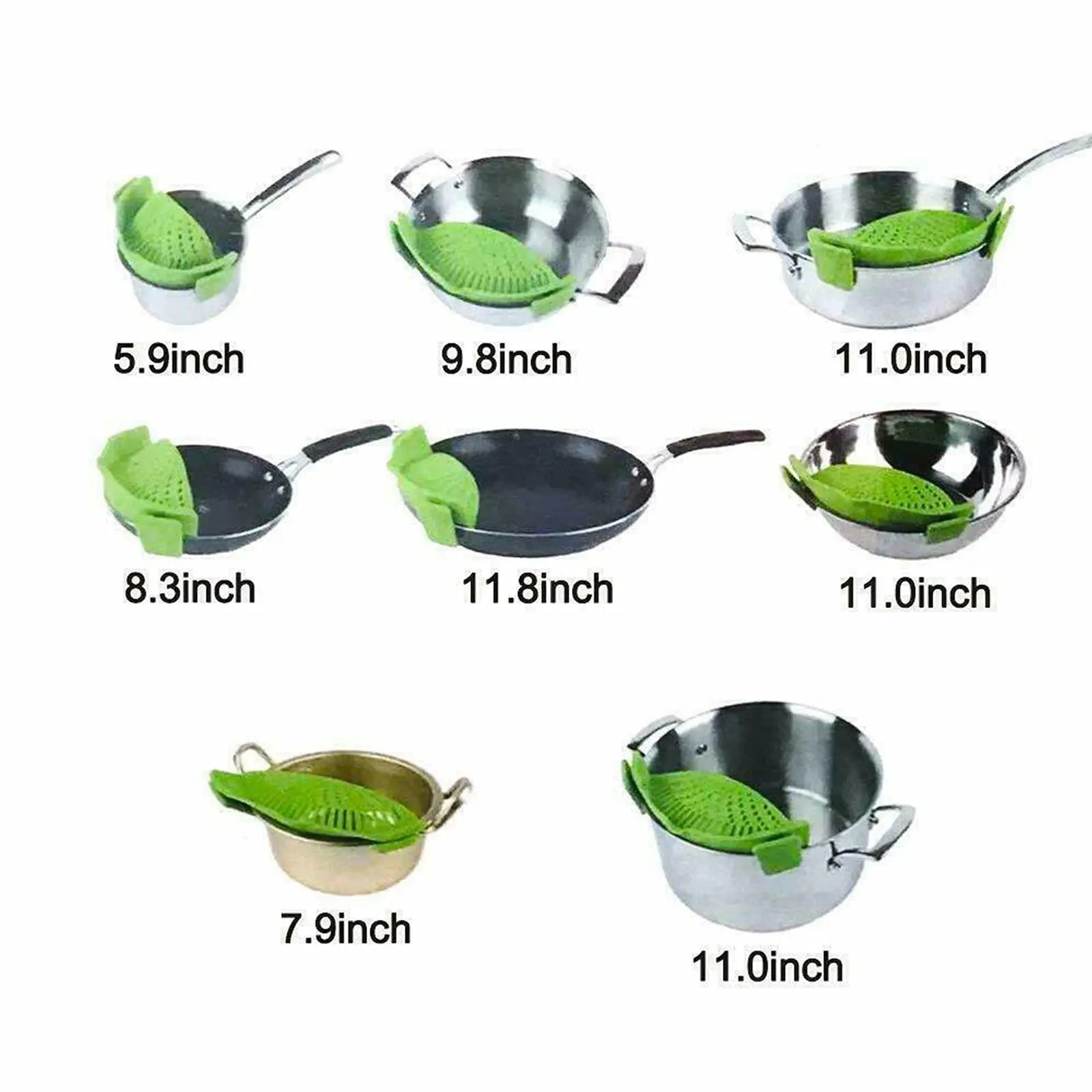 Silicone Clip-On Strainers for Pots and Pans - Set of 2, Ideal for Pasta, Meat, Vegetables, and Fruit, Fits All Pot Sizes and Bowls