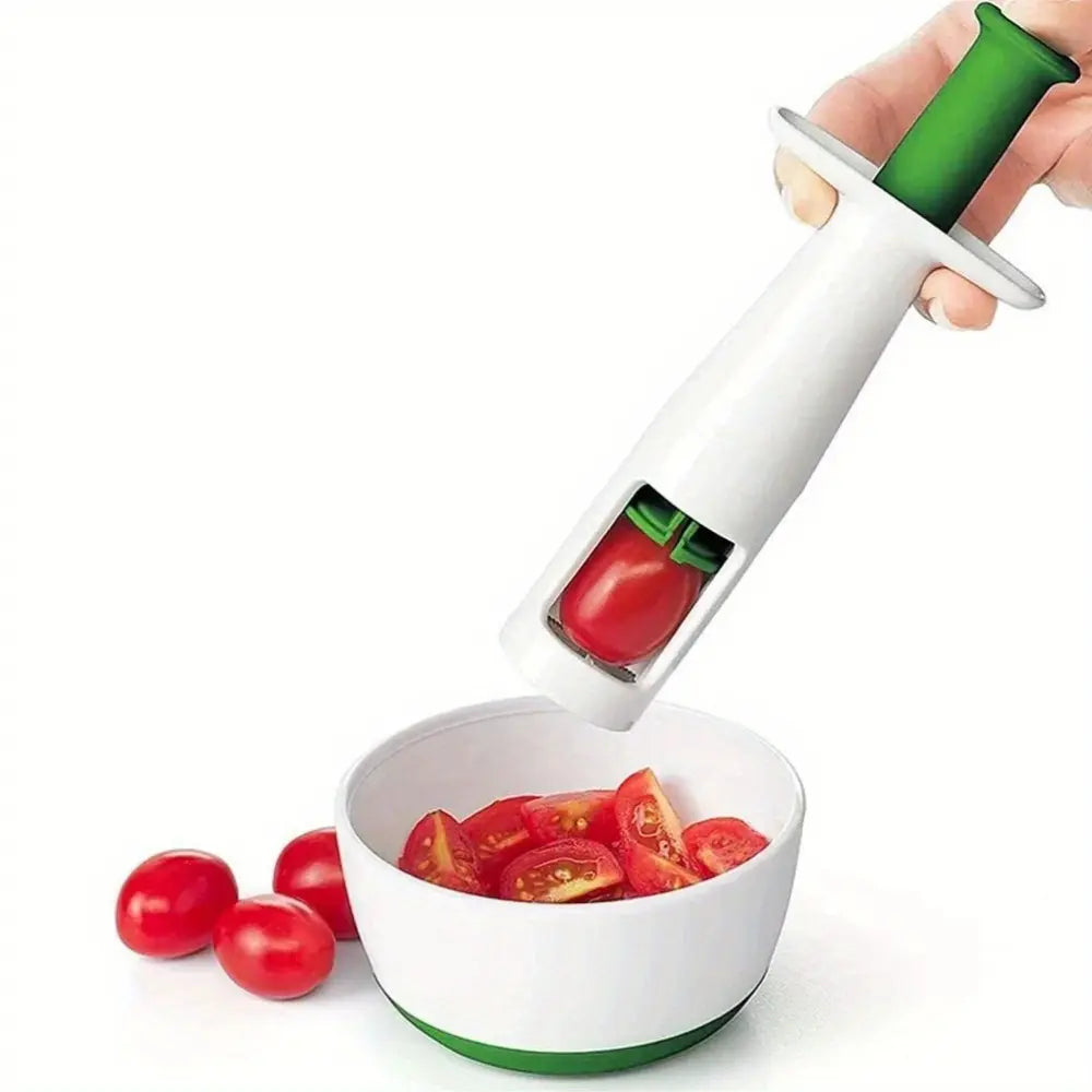 Versatile Fruit Slicing and Cutting Set, Food-Safe Plastic, Ideal Kitchen Tool for Cherry Tomatoes, Grapes, and Salads - Convenient BBQ Preparation Accessory for Families and Young Children