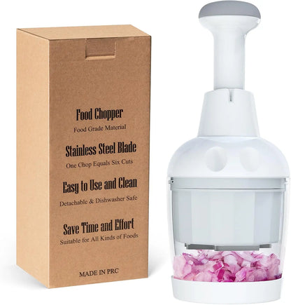 Pampered Chef Multipurpose Food Chopper - Handheld Vegetable, Onion, and Garlic Cutter with Protective Cover