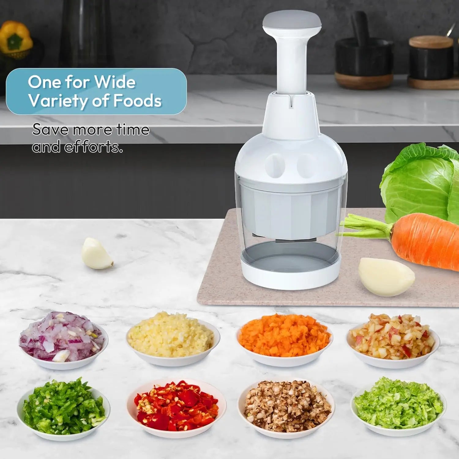 Pampered Chef Multipurpose Food Chopper - Handheld Vegetable, Onion, and Garlic Cutter with Protective Cover