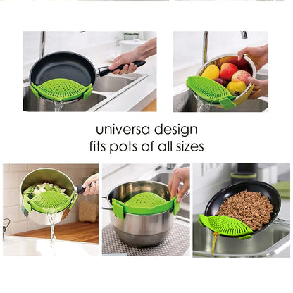 Silicone Clip-On Strainers for Pots and Pans - Set of 2, Ideal for Pasta, Meat, Vegetables, and Fruit, Fits All Pot Sizes and Bowls