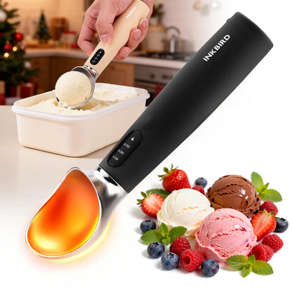 INKBIRD Heated Ice Cream Scoop with Adjustable Temperature Settings, LED Display, and Rechargeable 2500mAh Battery - Ideal Father's Day Gift