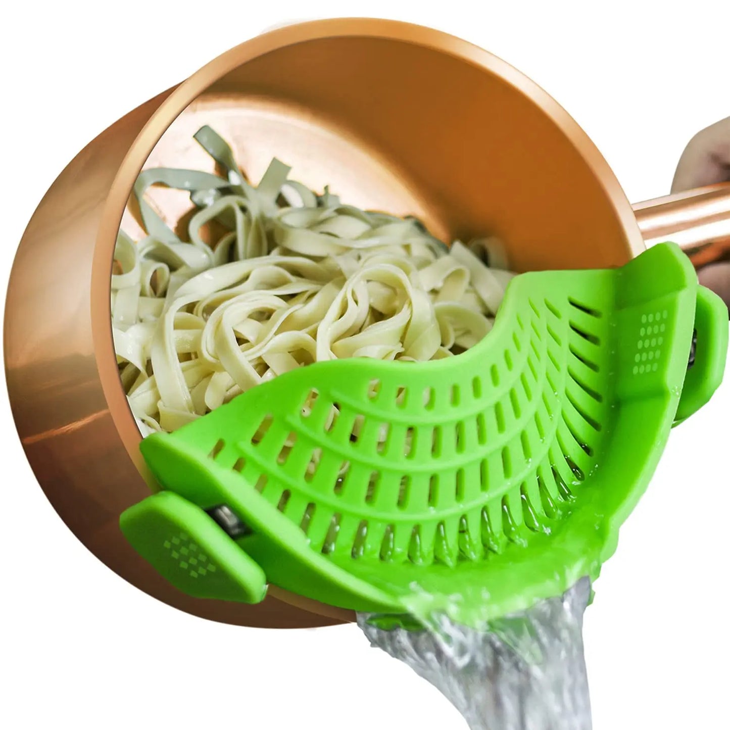 Silicone Clip-On Strainers for Pots and Pans - Set of 2, Ideal for Pasta, Meat, Vegetables, and Fruit, Fits All Pot Sizes and Bowls