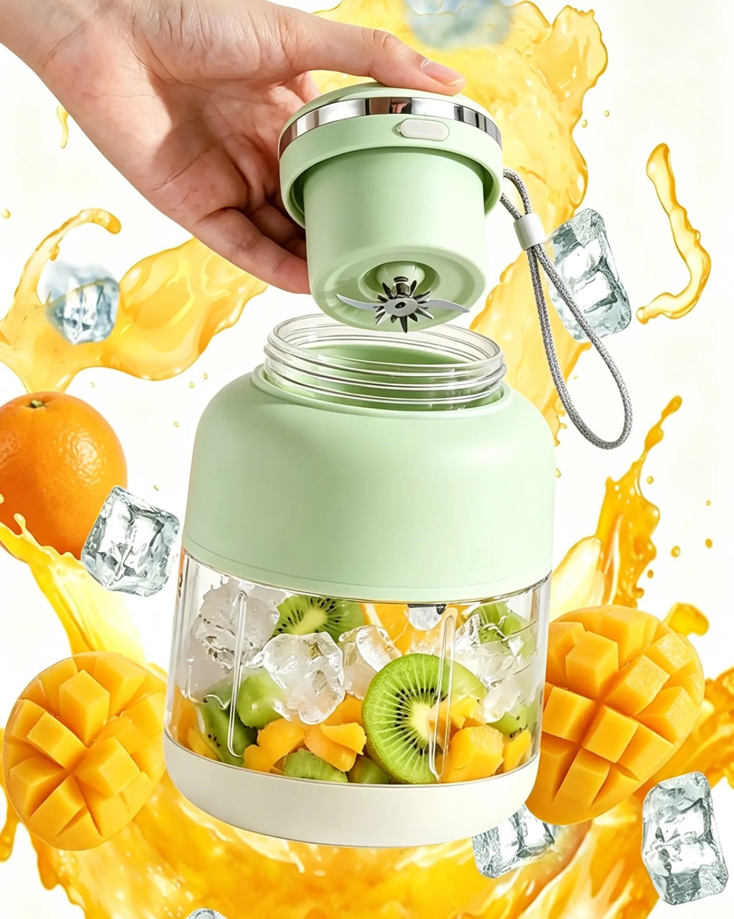 Portable Cordless Handheld Blender with 24oz BPA-Free Vessel, Leakproof Lid, Sip Spout, and USB-C Rechargeable Battery - Ideal for Shakes, Travel, and Kitchen Use (Includes Nutritious Recipe)