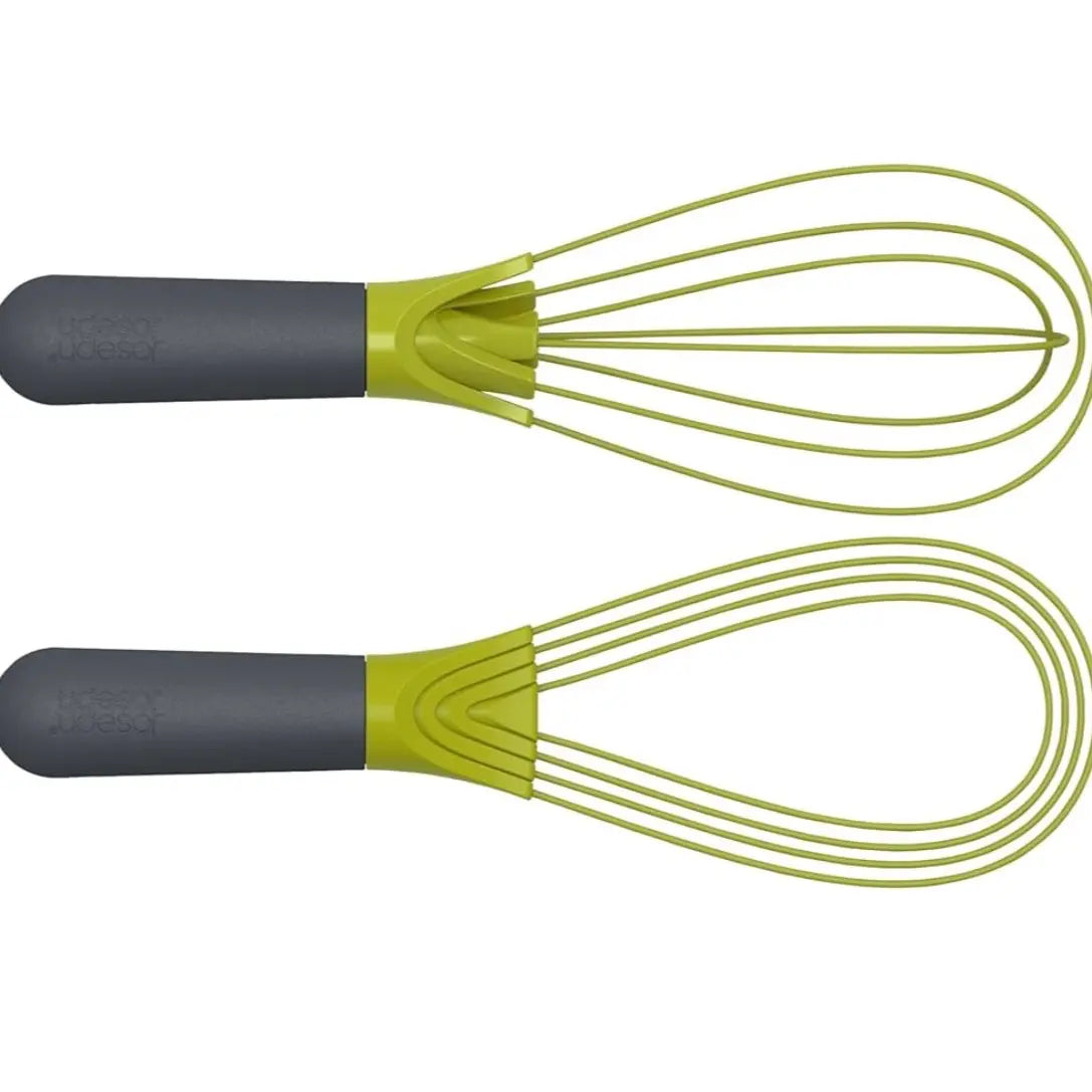 2-In-1 Collapsible Twist Whisk with Silicone Coated Steel Wire, Gray/Green - Kitchen Utensil for Eggs