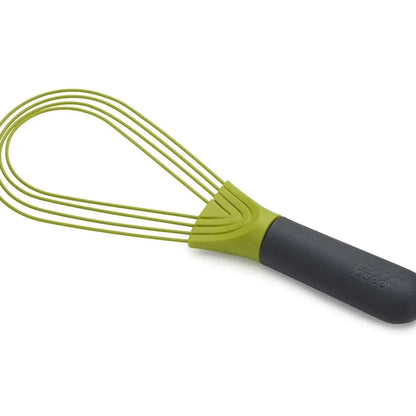 2-In-1 Collapsible Twist Whisk with Silicone Coated Steel Wire, Gray/Green - Kitchen Utensil for Eggs