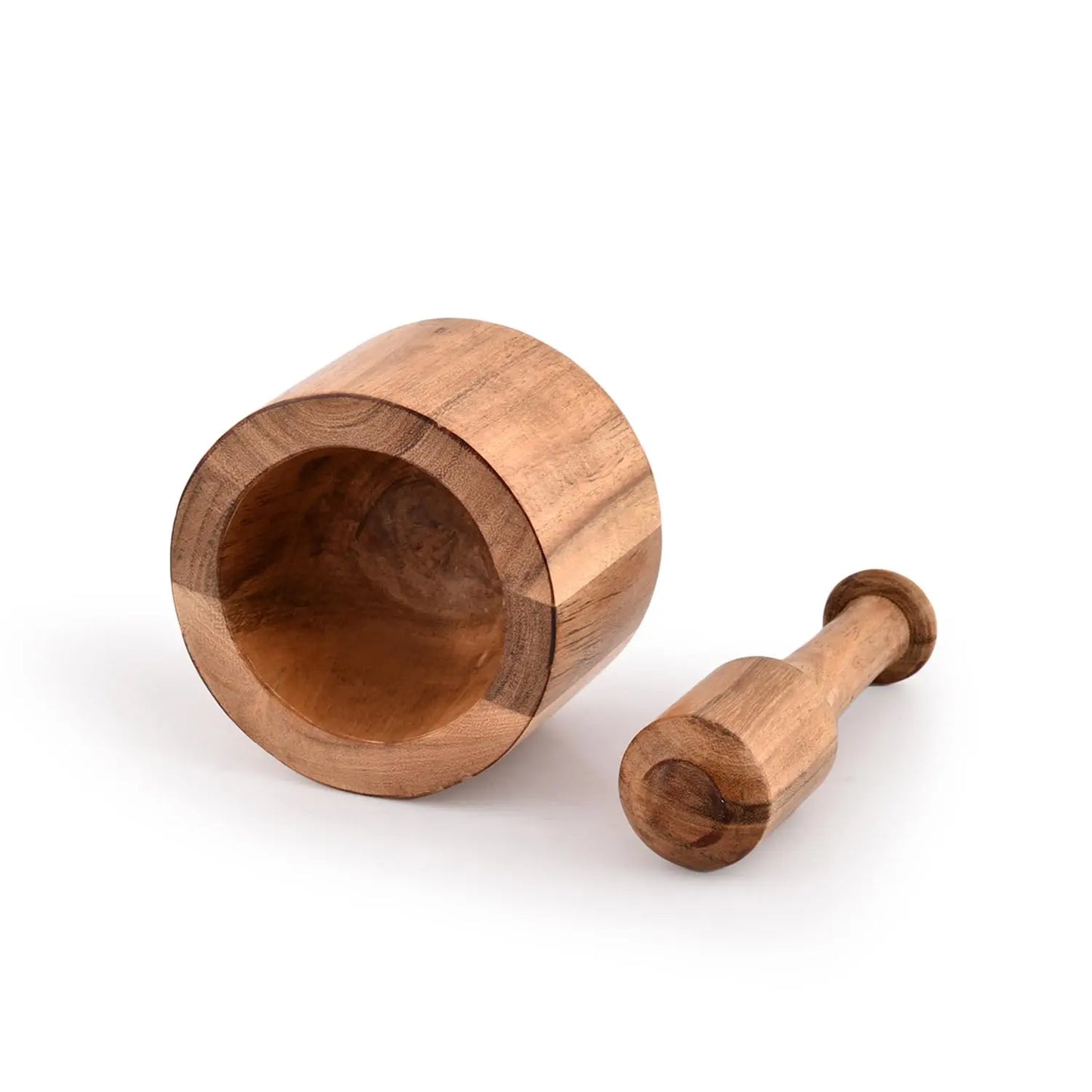 Acacia Wood Mortar and Pestle Set for Crushing Garlic, Pepper, and Herbs - Ideal Kitchen Utensils for Birthdays and Housewarming Gifts (Mortar: 4" x 3", Pestle: 5.5")