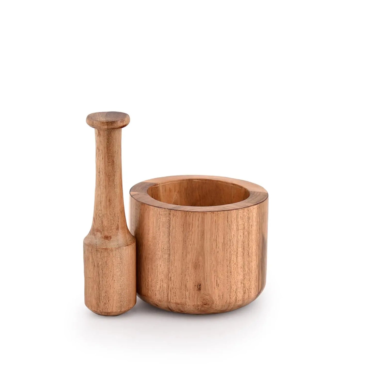 Acacia Wood Mortar and Pestle Set for Crushing Garlic, Pepper, and Herbs - Ideal Kitchen Utensils for Birthdays and Housewarming Gifts (Mortar: 4" x 3", Pestle: 5.5")