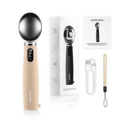 INKBIRD Heated Ice Cream Scoop with Adjustable Temperature Settings, LED Display, and Rechargeable 2500mAh Battery - Ideal Father's Day Gift
