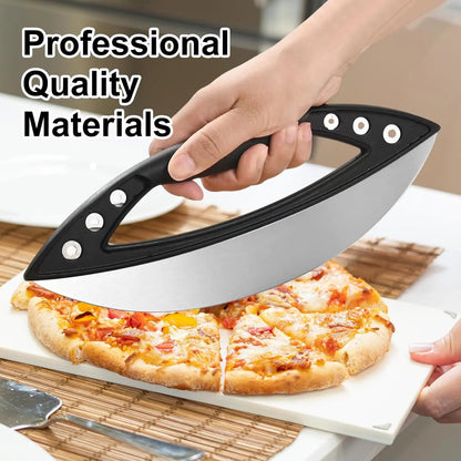 Heavy-Duty Stainless Steel Pizza Cutter with Protective Lid and Ultra Sharp Blade - Essential Kitchen Tool for Home Use (Black)
