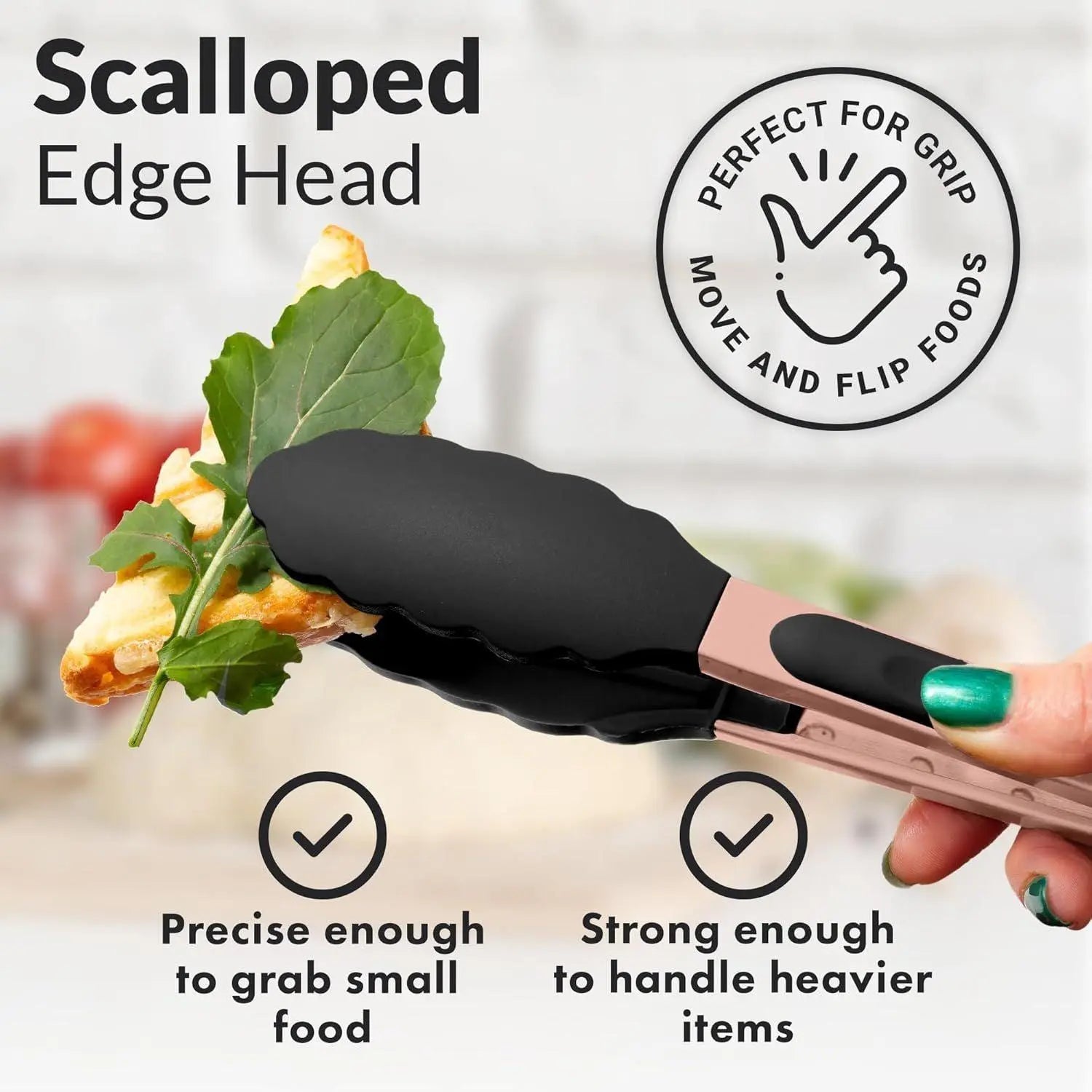 Zulay Kitchen 2-Piece Silicone and Stainless Steel Tong Set (9" & 12") with Hanging Features