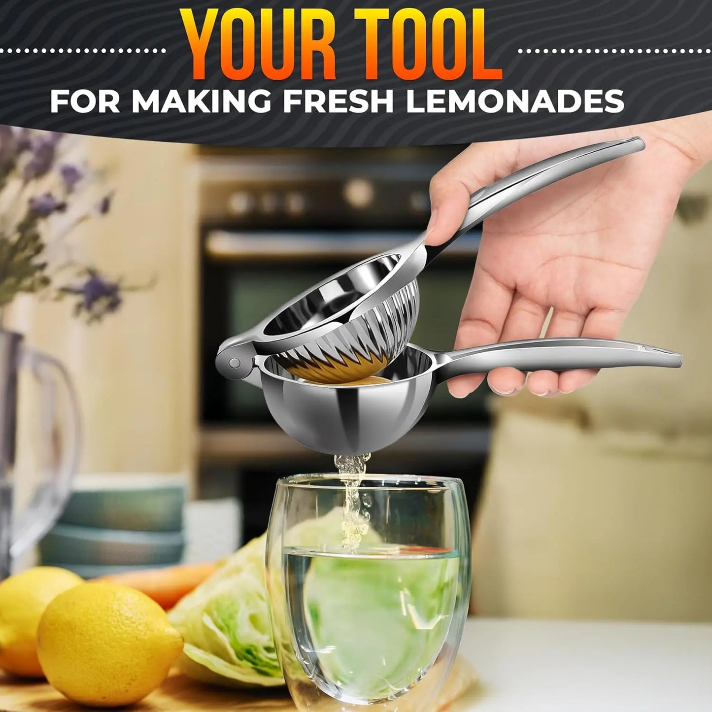 Stainless Steel Citrus Juicer - 8.3" x 2.6" Heavy-Duty Ergonomic Lime Squeezer for Efficient Juice Extraction, Ideal for Holiday and Festive Drinks, Perfect Kitchen Gift for Chefs