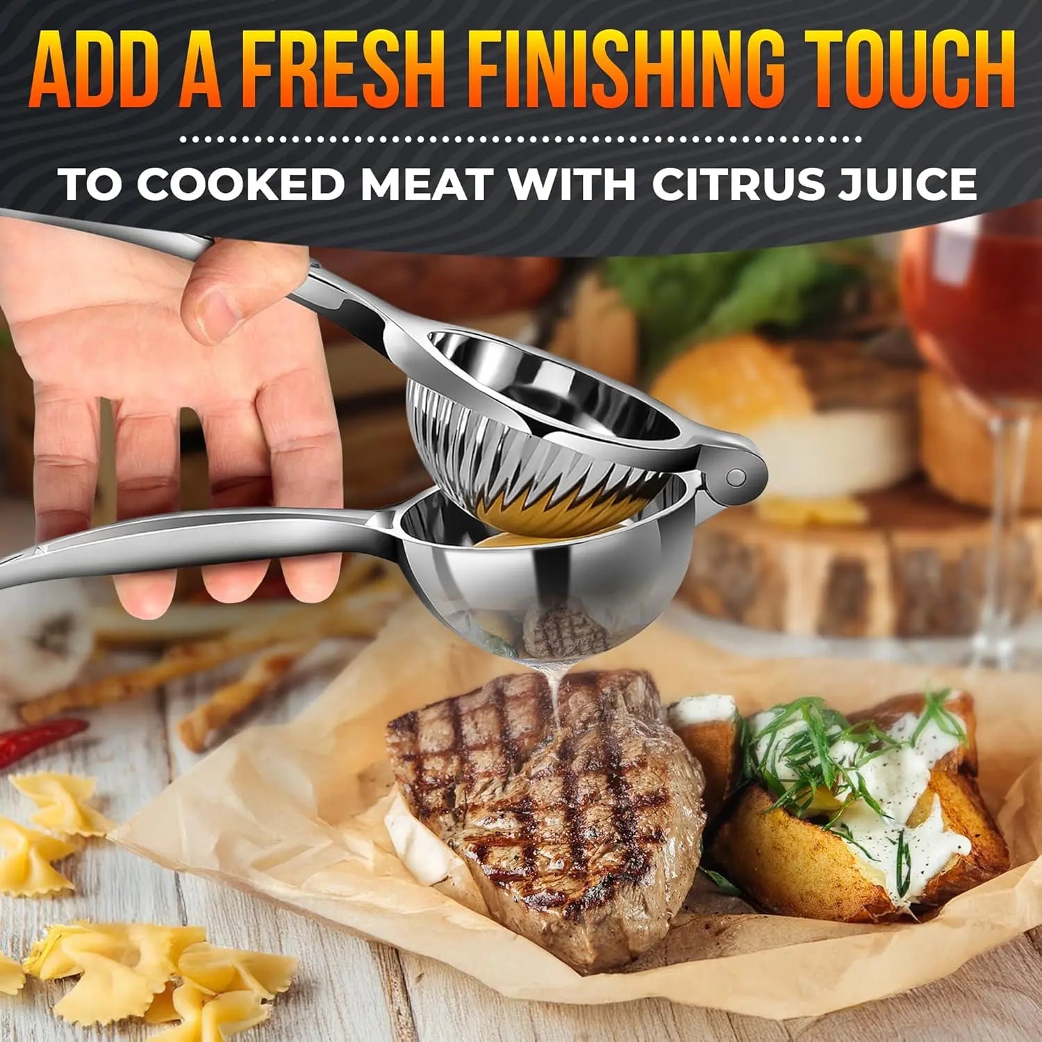 Stainless Steel Citrus Juicer - 8.3" x 2.6" Heavy-Duty Ergonomic Lime Squeezer for Efficient Juice Extraction, Ideal for Holiday and Festive Drinks, Perfect Kitchen Gift for Chefs
