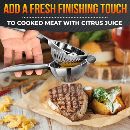 Stainless Steel Citrus Juicer - 8.3" x 2.6" Heavy-Duty Ergonomic Lime Squeezer for Efficient Juice Extraction, Ideal for Holiday and Festive Drinks, Perfect Kitchen Gift for Chefs