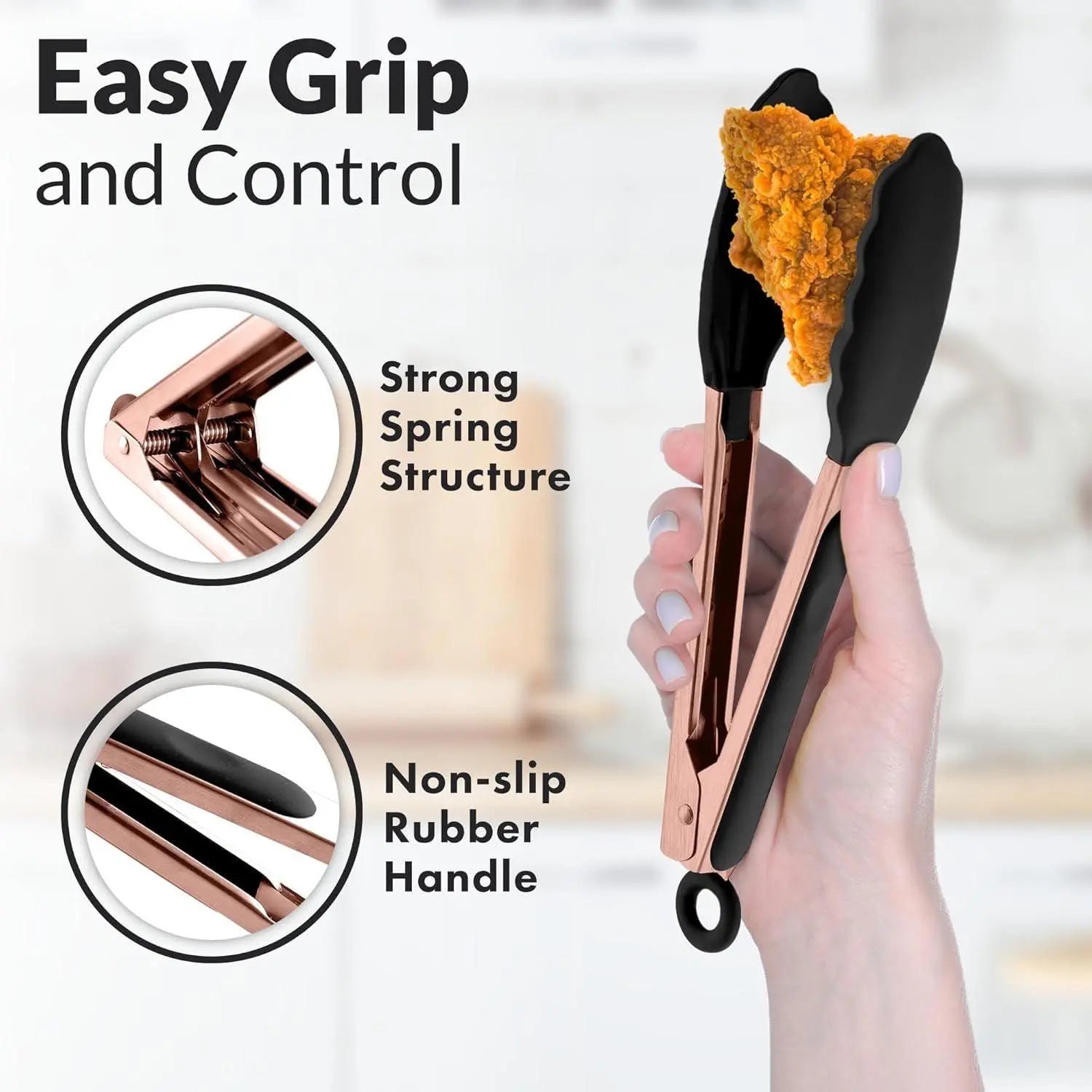 Zulay Kitchen 2-Piece Silicone and Stainless Steel Tong Set (9" & 12") with Hanging Features