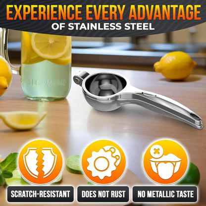 Stainless Steel Citrus Juicer - 8.3" x 2.6" Heavy-Duty Ergonomic Lime Squeezer for Efficient Juice Extraction, Ideal for Holiday and Festive Drinks, Perfect Kitchen Gift for Chefs