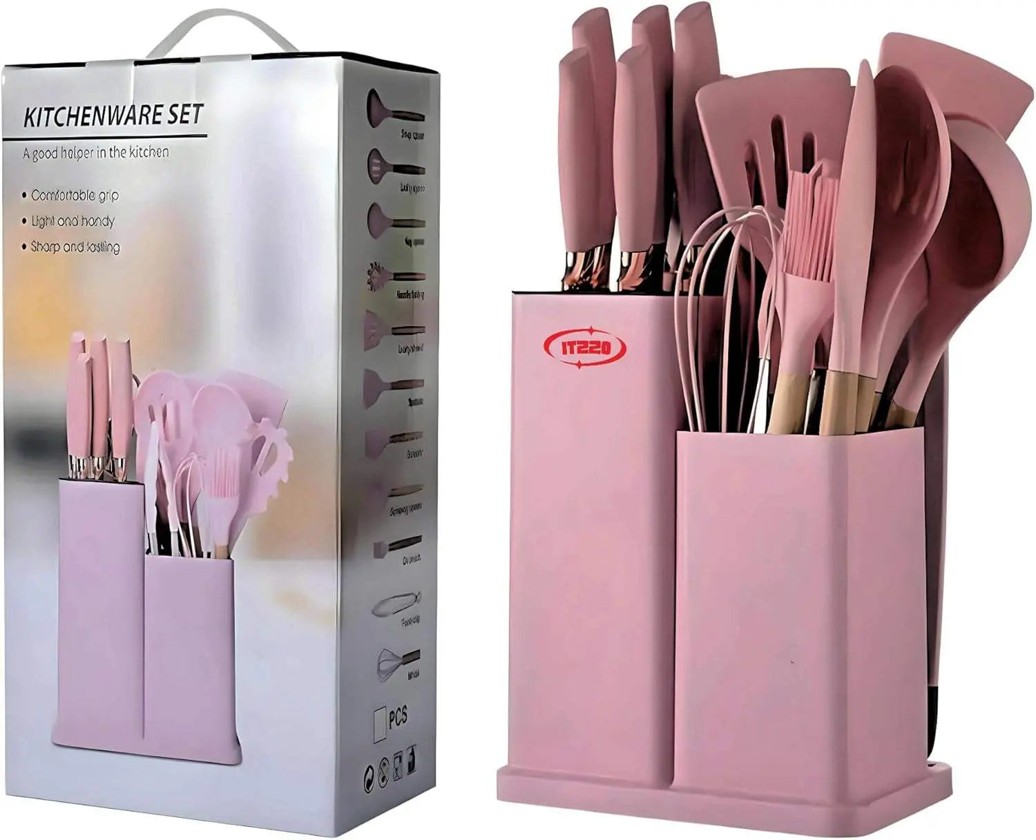 ITZZO 19-Piece Kitchen Utensil Set with Storage Block Organizer