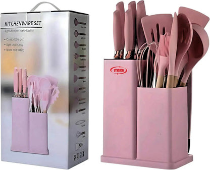 ITZZO 19-Piece Kitchen Utensil Set with Storage Block Organizer