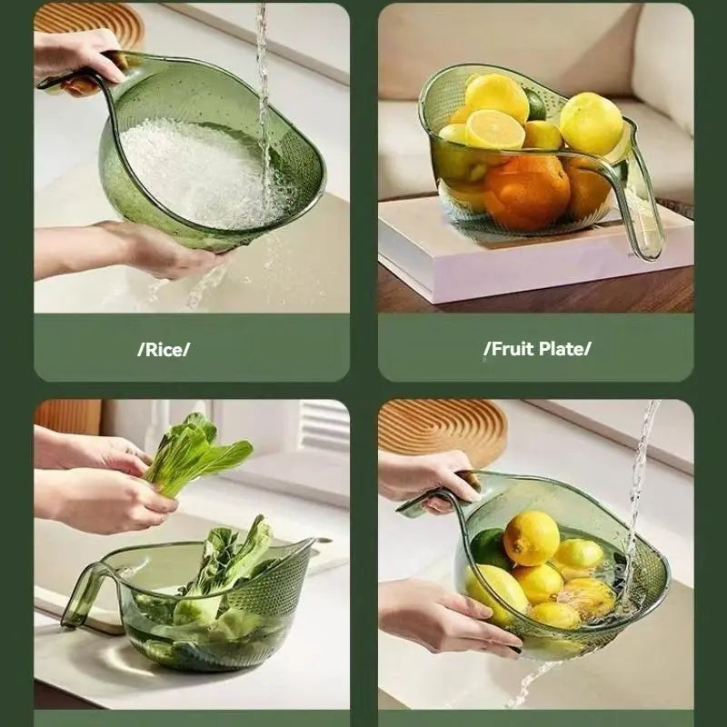 Multifunctional Rice Washing Drain Basket Set - 1/2/3 Count Strainer for Rice, Vegetables, and Fruits - Essential Kitchen Utensils