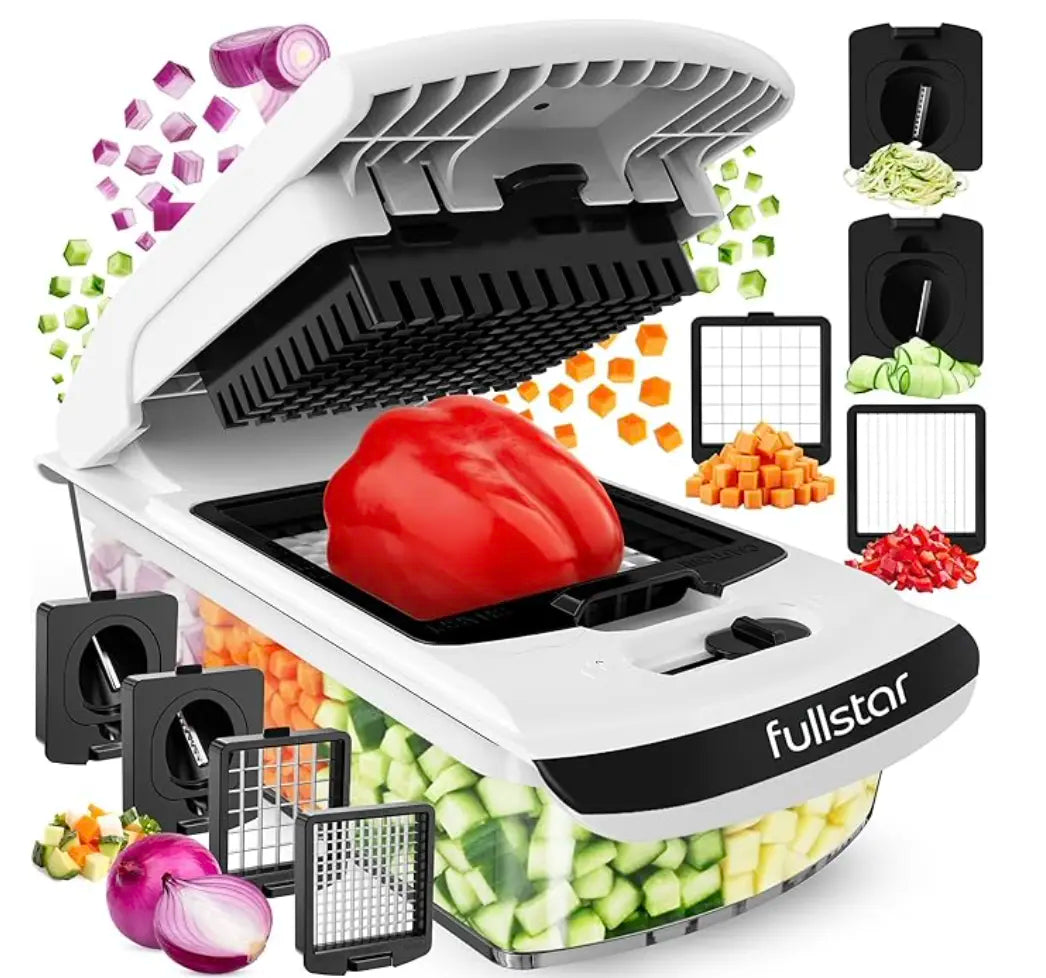 Fullstar Original Pro Chopper - 4-in-1 Vegetable Chopper and Spiralizer with Container, Fruit Slicer, Kitchen Essentials in White