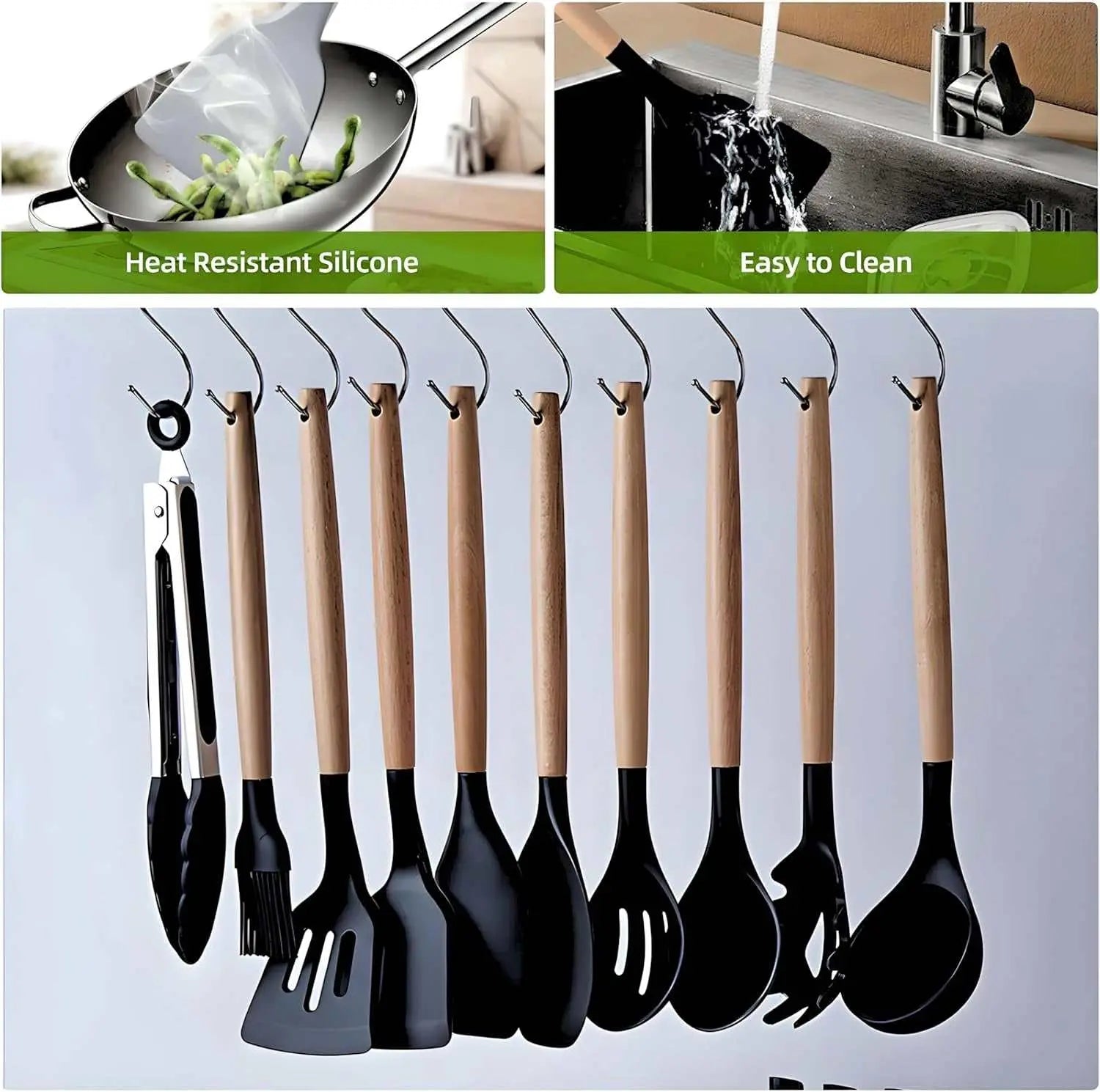 ITZZO 19-Piece Kitchen Utensil Set with Storage Block Organizer