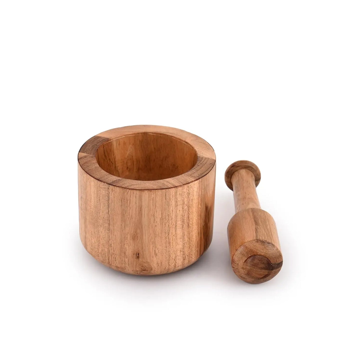 Acacia Wood Mortar and Pestle Set for Crushing Garlic, Pepper, and Herbs - Ideal Kitchen Utensils for Birthdays and Housewarming Gifts (Mortar: 4" x 3", Pestle: 5.5")