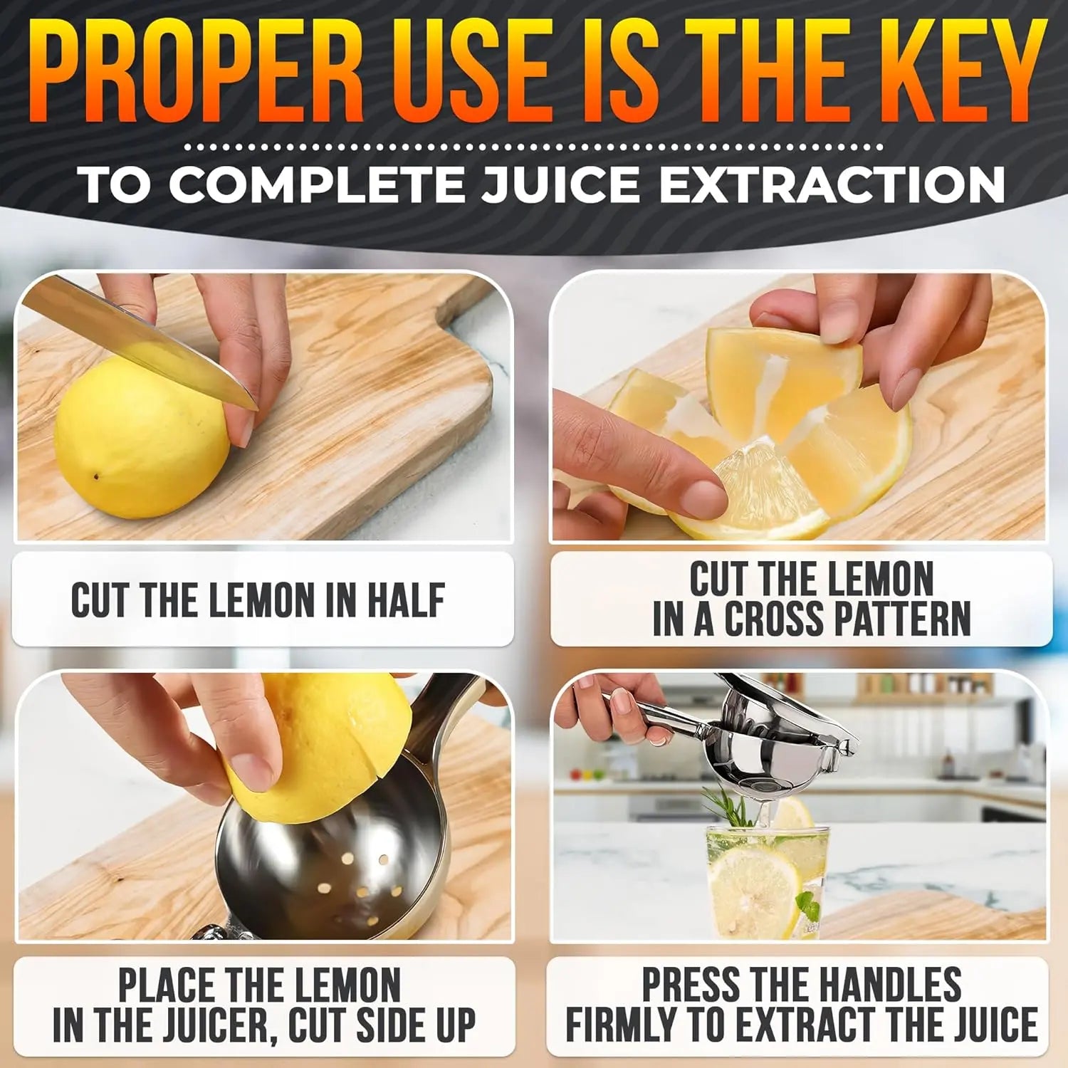 Stainless Steel Citrus Juicer - 8.3" x 2.6" Heavy-Duty Ergonomic Lime Squeezer for Efficient Juice Extraction, Ideal for Holiday and Festive Drinks, Perfect Kitchen Gift for Chefs
