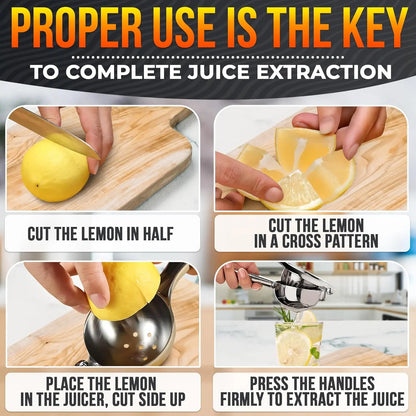 Stainless Steel Citrus Juicer - 8.3" x 2.6" Heavy-Duty Ergonomic Lime Squeezer for Efficient Juice Extraction, Ideal for Holiday and Festive Drinks, Perfect Kitchen Gift for Chefs
