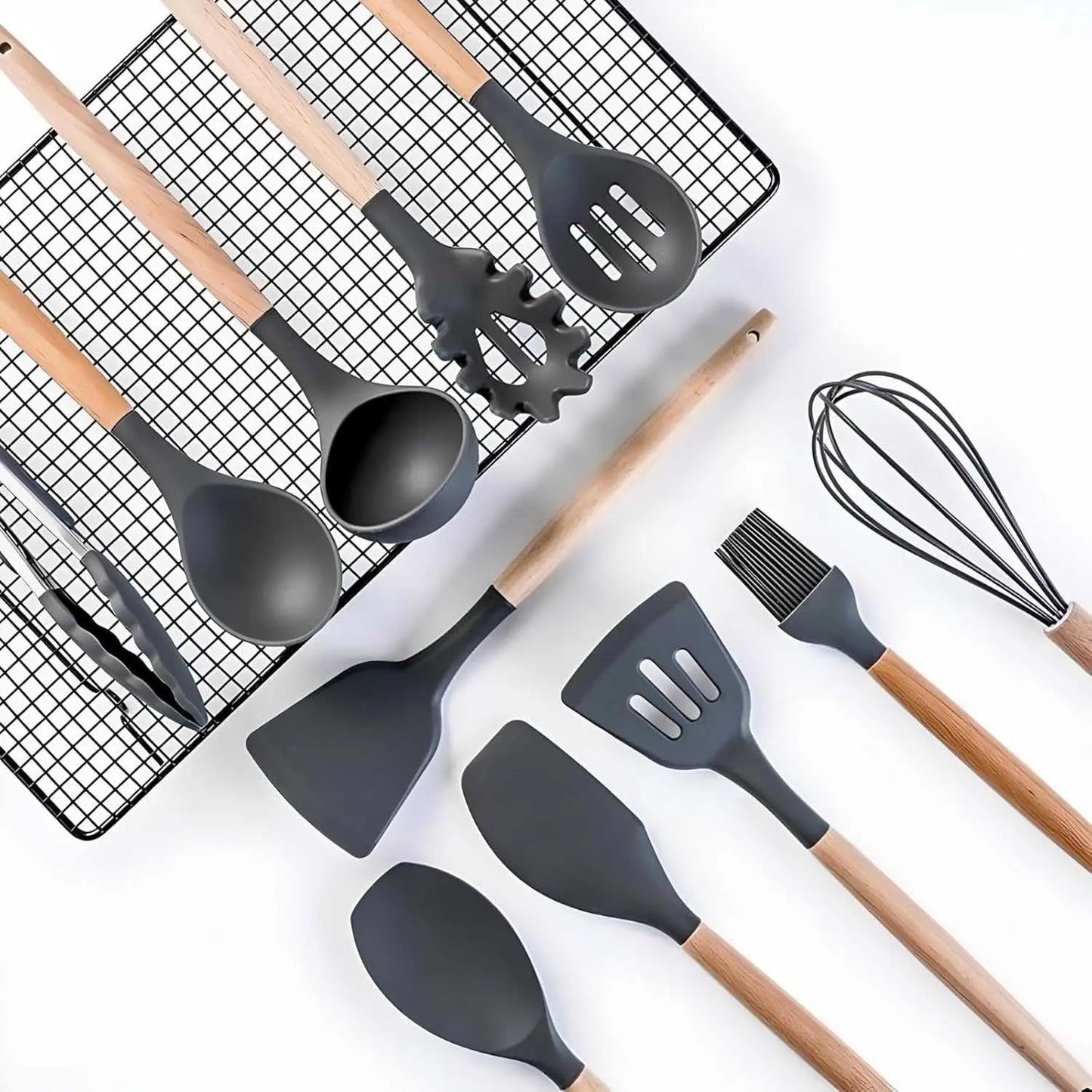 ITZZO 19-Piece Kitchen Utensil Set with Storage Block Organizer