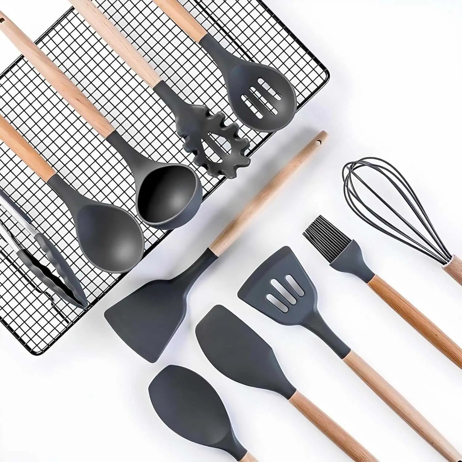 ITZZO 19-Piece Kitchen Utensil Set with Storage Block Organizer