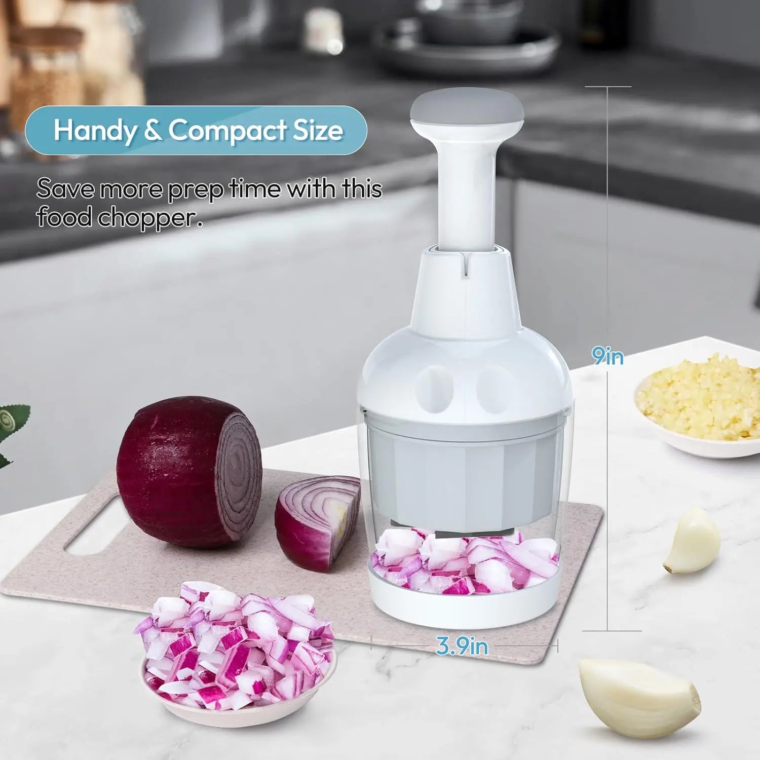 Pampered Chef Multipurpose Food Chopper - Handheld Vegetable, Onion, and Garlic Cutter with Protective Cover