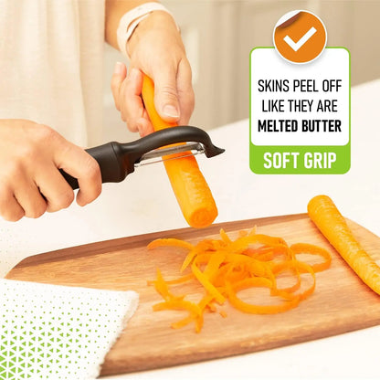 Premium Swivel Vegetable Peeler with Ergonomic Handle and Ultra-Sharp Stainless Steel Blades - Ideal for Peeling Vegetables and Fruits Including Potatoes, Carrots, and Apples