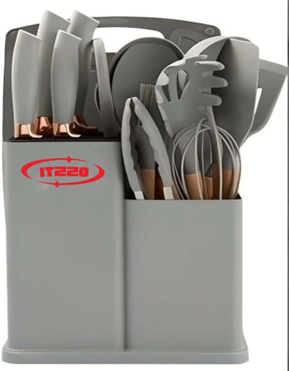 ITZZO 19-Piece Kitchen Utensil Set with Storage Block Organizer