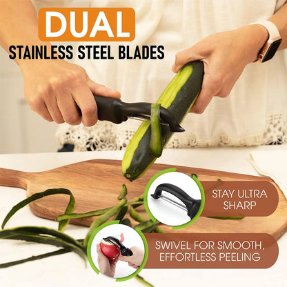 Premium Swivel Vegetable Peeler with Ergonomic Handle and Ultra-Sharp Stainless Steel Blades - Ideal for Peeling Vegetables and Fruits Including Potatoes, Carrots, and Apples
