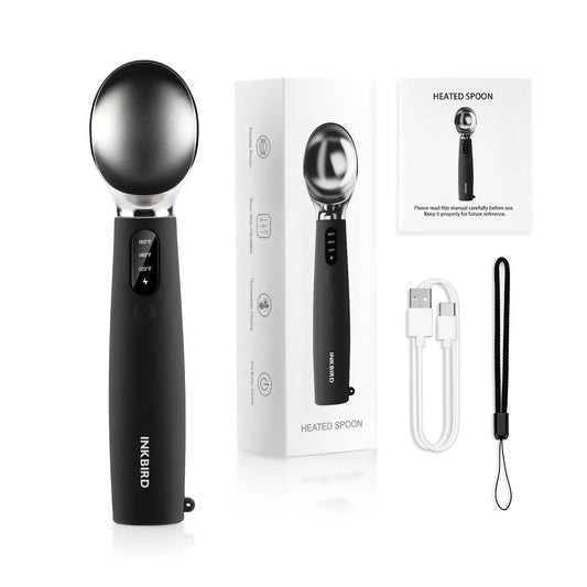 INKBIRD Heated Ice Cream Scoop with Adjustable Temperature Settings, LED Display, and Rechargeable 2500mAh Battery - Ideal Father's Day Gift