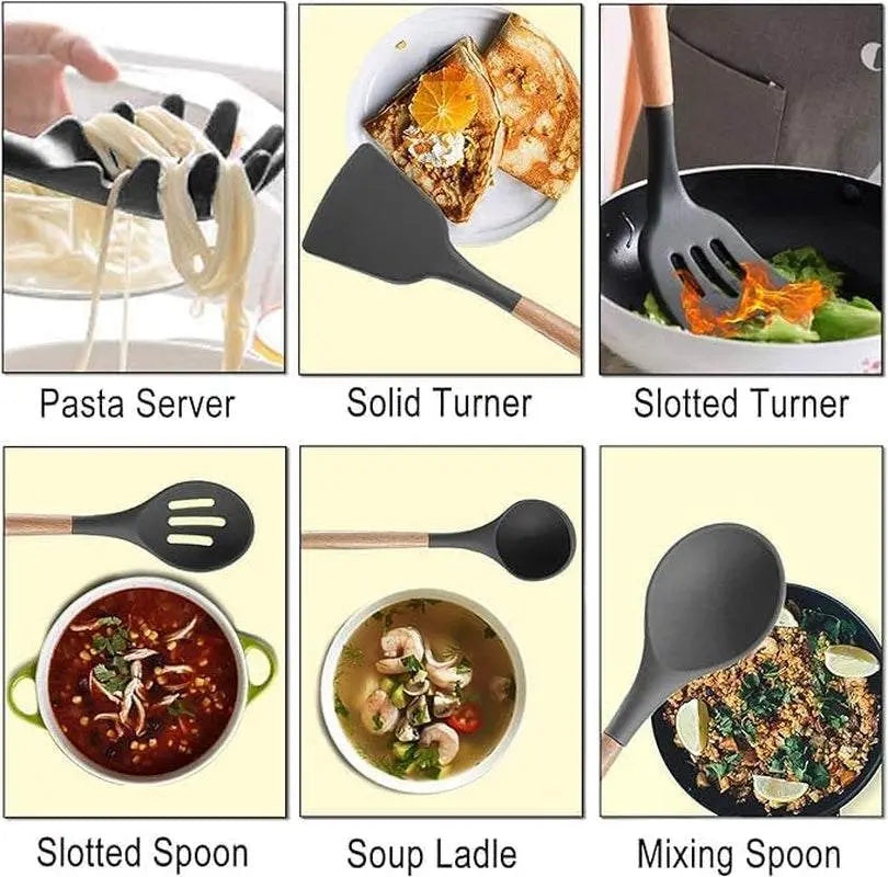 ITZZO 19-Piece Kitchen Utensil Set with Storage Block Organizer