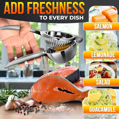 Stainless Steel Citrus Juicer - 8.3" x 2.6" Heavy-Duty Ergonomic Lime Squeezer for Efficient Juice Extraction, Ideal for Holiday and Festive Drinks, Perfect Kitchen Gift for Chefs
